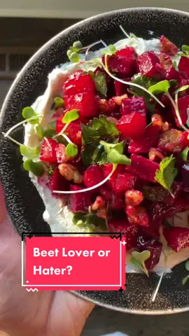 Are you a beet lover ir hater?Beets 2 ways! Recipe below. Serves 5-8 Beet 8 Large beets  1/3 Cup chopped parsley 1/3 Cup chopped walnuts 1/2 Tsp salt 2 Shallots sliced thin Balsamic vin (recipe below) Whipped Goat Cheese 8 Ounces goat cheese 2 Garlic cloves minced or grated 1/2 Lemon juiced 1/4 Cup milk Balsamic Vinaigrette  3 Tbsp balsamic  1 Small shallot  1 Tbsp honey  1/2 Tsp salt Pinch of pepper 1/2 Tsp mustard 1/3 Cup olive oil 4-6 slices of toasted bread. I used the Seeduction bread from whole foods -Preheat oven to 375F -Add the first 6 balsamic vin ingredients to a blender. Blend for 30 seconds and then continue blending and stream in the olive oil. Set aside. -Remove beet stems, rinse, wrap in aluminum foil and roast in the oven for 75 minutes or until you can easily pierce through the beet using a fork. -Once the beets have cooled, remove the skin, dice and add to a medium sized bowl -Pour balsamic vin over the beets and let marinate for 1/2 hour -While the beets marinate, add all of the whipped goat cheese ingredients to a blender or food processor and blend until creamy and smooth. -Add walnuts, parsley, salt and shallots to the beets and gently mix together -Spread the whippped goat cheese on toast and top with beets or serve on a plate as shown . . . . . . . . . #beets #toast #salad #beetrecipe #saladrecipe #goatcheese #vegetarian #vegetarianrecipes #yum #momsofinstagram #lunchideas #lunchrecipe #vegetarian #EasyRecipe #healthyrecipe #foodblogger #recipedevelopper #momblogger #cookingvideo #homecooking #fallfood