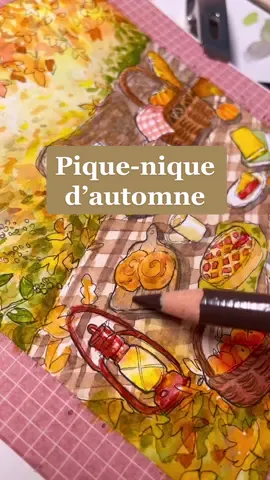 Pique-nique d’automne 🥧🍂🧺 #aquarelle #watercolorillustration #sketchbook #automnevibes 