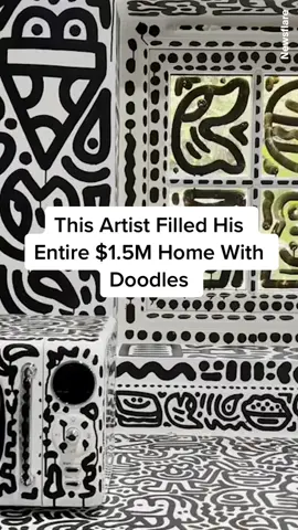 British artist Sam Cox has just finished doodling over every inch of his home, which he bought for $1.5 million. #uk #british #art #artist #interiordesign #homedesign #doodle #drawing 