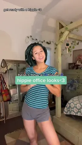 how a hippie gets dressed to go to work! casual friday edition :)  #getreadywithahippie #hippie #hippieaesthetic #evileyeprotection #hippietok #coverup #runninglate #jewelry #style #styletok #letsdothis #governmentjob #governmentoffice #government #work #blackjeans #blackandwhite #bluehoops  