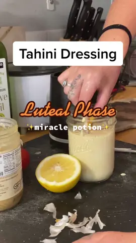 Tahini dressing for EVERYTHING- salads, bowls, dipping, i basically drink this crap  1 c Tahini 1/3-1/2 c Olive Oil  Juice of 1 Lemon  Honey to Taste (maybe a tablespoon) Sea salt to taste (maybe a teaspoon) Ice Water until desired consistency  Blend!   Keep in mind it’ll thicken up in the fridge! #seedcycling #cyclesyncing #lutealphase #hormonehealth #fallflavor 