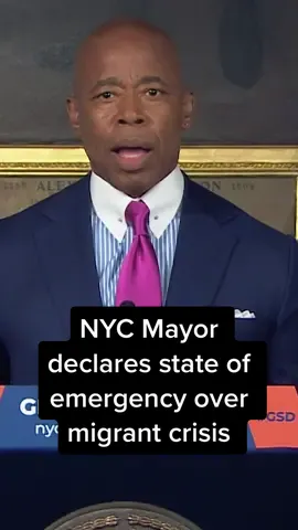 Mayor #EricAdams has declared a state of emergency to help respond to the city’s #migrant crisis, which he told reporters Friday will cost the city $1 billion this fiscal year. #cnn #news #fyp