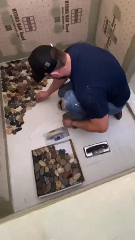 Best way to install riverstone mosaic tile. #fyp #howto #DIY #construction #FlexEveryAngle #tile #tutorial 