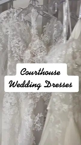 These little white dresses are as courthouse chic as it gets! Keep them casual for a more modest look, or dial up the glamour with accessories for added drama! 🔥 #weddingtiktok #weddingideas #bridallook #weddingdressinspo #uniqueweddingdress #bridetobe #shesaidyes #weddingprep 