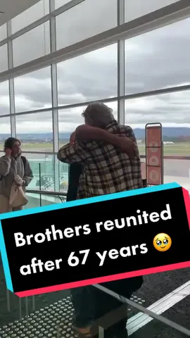 For more than six decades, each lived his life believing he was an only child. But brothers Chris and Stephen Harwood met for the first time in emotional scenes at Adelaide Airport. 🥹🥹🥹 #reunion #heartwarming #australia #viral #fyp #foryou #trending #family #brothers 