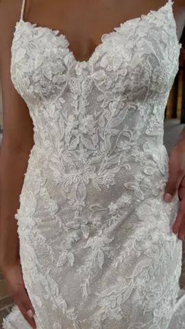 Replying to @kaitorade16 Here’s the front of Style D3372! We can’t get enough of the intricate details on this wedding dress✨ #essenseofaustralia #weddingdressinspo #sparkle #sparkleweddingdress #wedding #bride