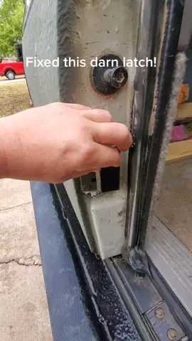 Replaced the handle and latch on The Beast! Then, I had to tape the panel back on for now 🤣 One fix leads to another! #DIY #suburban #womanpower 