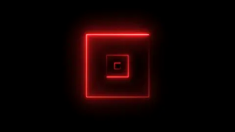 • Fundo Abstract com Formas Quadradas | Néon movendo-se na Câmera com Efeito de Túnel | 4K