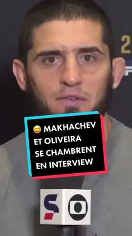 😅 Makhachev en Portugais et Oliveira en Russe… Ça donne cette séquence sympa avant leur combat de samedi pour le titre des poids légers (20:30 sur RMC Sport 2). (🎥 @@canalcombate)