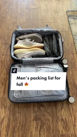 Men’s packing list for fall! Using these packing cubes is one of my favorite backs for traveling. I am able to save so much space and the suitcase looks so organized. #tiktoktravel #packingtips #traveltips #traveltips 