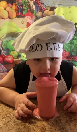 Kid making smoothie 