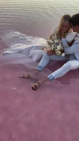 When the water is literally pink..💕✨#bride #bridetok #saltflats #utah #weddingtiktok #weddingday #gettingmarried #elopement #elope