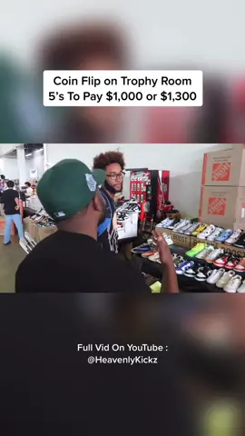 Pay $1000 or $1300 W Or L Coin flip? 🤔 #fyp #sneakers #cashout #cashoutmike #trophyroom5s #jordans #coinflip 