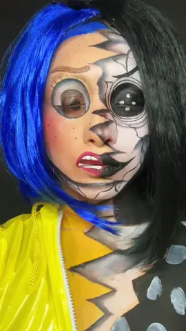 💛 Coraline x Other Mother🖤🪡 #makeup #HalloweenMakeup #makeuptutorial #BeautyHacks #Spooktober #makeuptransformation #FYP  