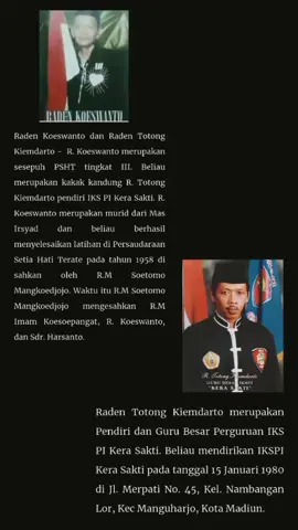kakak adik yang merupakan sesepuh dua organisasi besar di Madiun,Raden Totong juga pernah belajar silat salah satunya di psht #radenkoeswanto #radentotong #totongkiemdarto #gurubesarikspi #gubesikspi #psht #ikspikerasakti_indonesia #ikspi  #pshtpusatmadiun #pnaks_sheduluran #ketuaumumpsht 