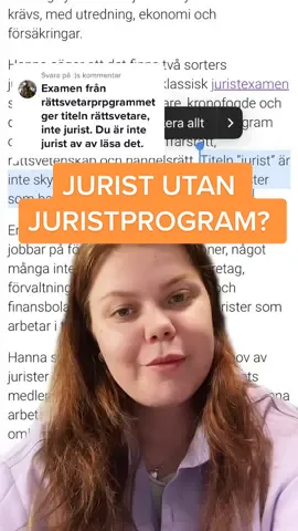 Svarar @:) Tyckte det var rimligt att ta upp detta då många inte verkar förstå att man visst kan jobba som jurist utan att ha gått Juristprogrammet! Jurist är ingen skyddad titel som sagt.  Man kan jobba som bl.a. myndighetsjurist, chefsjurist, biträdande jurist osv UTAN att ha gått Juristprogrammet.