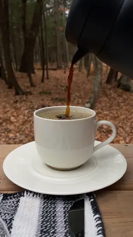 Enjoying a warm cup of coffee in the autumnal forest 🧹🍂🕯                               @magic.tingwick #cottagecore#cottagecoreaesthetic#fallcottagecore#fallvibes#coffeetok#fallaesthetic#samhain#samhainritual#harvestseason
