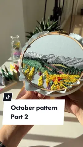 Mountain range and autumn forest  #embroiderypattern #handembroidery #fypシ #embroideryart #embroideryprocess #embroideryproject 