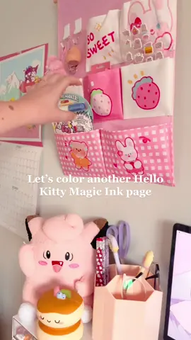 Honestly this little book is kinda therapeutic #magicink #hellokitty #coloringasmr  #kawaii #kawaiiroom #kawaiigaming #kawaiisetup #pinkcore #cutecore #pinkaesthetic #desksetup #kawaiidesksetup 