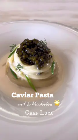 Making caviar pasta with michelin star chef Luca from Pelagos restaurany at the FS Athens! 🍝 #pasta #caviar #michelinstar 