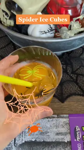 Halloween Spider Ice Cubes #MomsofTikTok #momtok #tiktokmoms #halloween #halloweensnacks #halloweenrecipes #recipereels #momtips #momhacks #HalloweenTreats #kidrecipes 