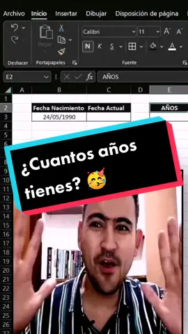 CAMPEONES ¿Conocías esta función? Calcula la edad Exacta de una persona con la fecha de nacimiento. #excel #educacion #Tutoriales #viral 
