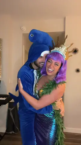 I promise he wanted to be a shark 🦈 😂😂😂 #oceantheme #Halloween2022 #florida #mermaid #shark 