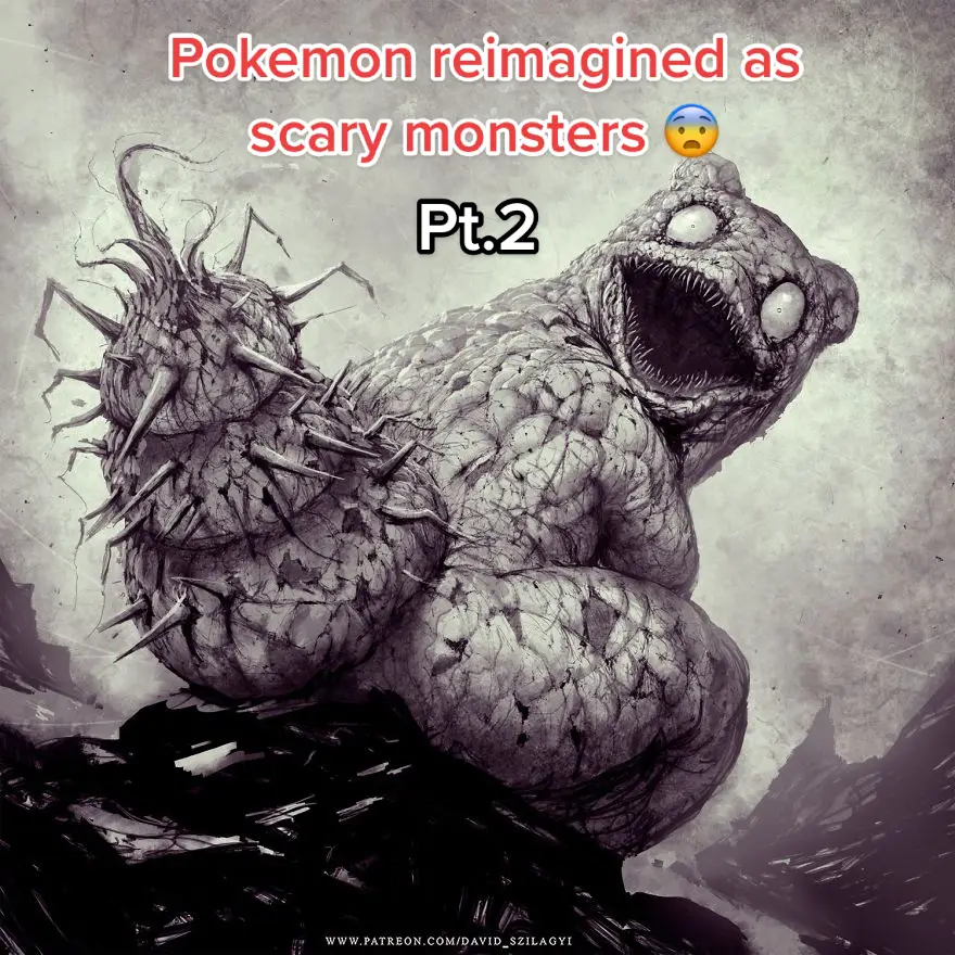 Pokemon reimagined as scary monsters😨  Part 2! Artist is David_Szilagyi🔥 #pokemon #scary #horror #pokecenter #pokemon #pokemontiktok #halloween #creepy #scarypokemon #fanart #pokemoncommunity 