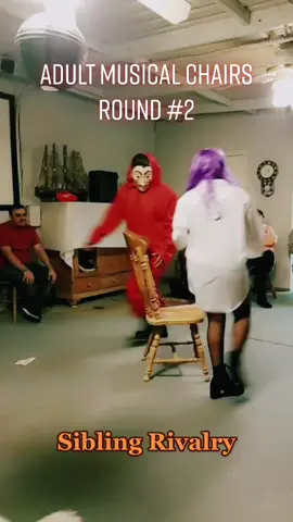 Adult Musical Chairs gone bad! Sibling Rivalry at its finest! Only one can be the winner 🤷🏻‍♀️#musicalchairs #letsgetitstarted #thatsmychair #getknockedout #fyp #fypシ #whysoserious #shetookafall #getup #onlyonewinner #brotherandsister #rivals #halloween #halloweenparty #halloweenpartygames #justwin 
