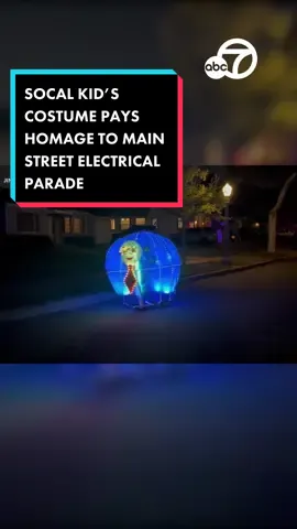 Halloween celebrations are kicking into high gear this weekend, and a Pasadena kid is paying homage to Disneyland's Main Street Electrical Parade! #news #abc7la #abc7eyewitness #halloween #halloweencostume #costume #disneyland #mainstreetelectricalparade
