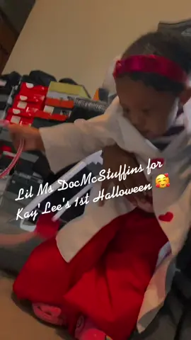 She was not having it today lmao but my lil doctor came to do her job todayyy 🎃 #funny #halloween #halloweenlook #docmcstuffins #babygirl #babycostume #1sthalloween #foryoupage #fyp #trending #prettygirl #mybaby 