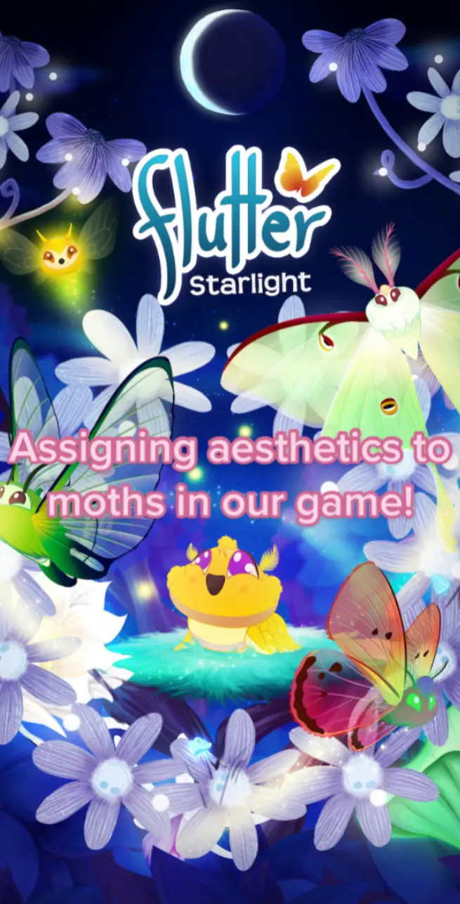 Name an aesthetic, and I bet you that we have a moth in our game that fits it! 🐛 #moths #aesthetic #flutterstarlight #angelcore #frogcore #lightacademia #darkacademia #gloomcore #spacecore 