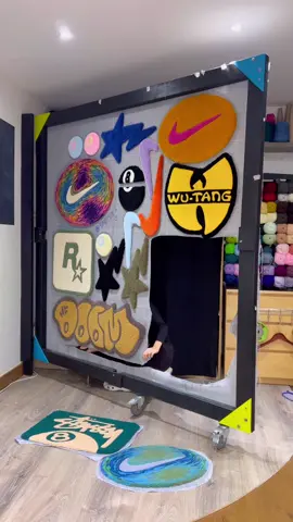 Which is your favourite? 🤩🌈 #tufting #tuftrugs #hypebeast #nike #wutang #stussy #mfdoom #rugs #fyp 