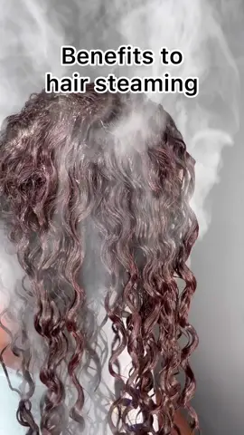 Benefits of hair steaming.. ✨Opens Cuticles- steaming lifts the cuticle for easy absorption of a product treatment, into the hair strands. ✨Better product penetration- steam heat makes it easier for your strands to absorb product making the hair softer and more manageable. ✨Prevents breakage and split ends- steaming enhances blood circulation and elasticity to the scalp while promoting growth and preventing split ends. ✨Moisturizes hair more effectively- the moist heat from steaming along with the deep conditioner can give deeper penetration for moisturized, healthy curls. Have you ever tried steaming?🤔💨🧖🏽‍♀️ #hairsteaming #fyp #naturalhairtiktok #healthycurls #teamnatural #naturalhaircare 