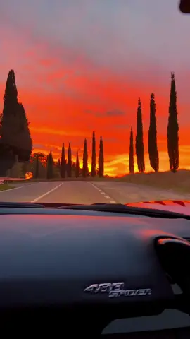Sunset drives in Tuscany hit different! 😍 #sunset #ferrari 
