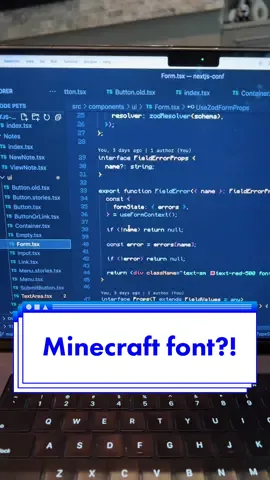 Ooo minecraft font! Look up Monocraft on github theres a readme on how to download and use :)! I set mine up in vscode, this is also the font so you can use it anywhere! #Minecraft #codetok #vscode #programming #computerscience 