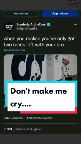 AlphaTauri administration don't make me cry!!🥺 Only two races left for Pierre & Yuki together...😔🥺 #yukierre #formulaonetiktok #f1fans #yukitsunoda22 #pierregasly #pierregasly10 #pg10 #yukitsunoda #gasly10 #likedbypierregasly #gaslypierre #alphataurif1 #f1fyp #sad #f1tok #f1tiktok #formulaonetiktok #f1 #fypシ #scuderiaalphatauri 