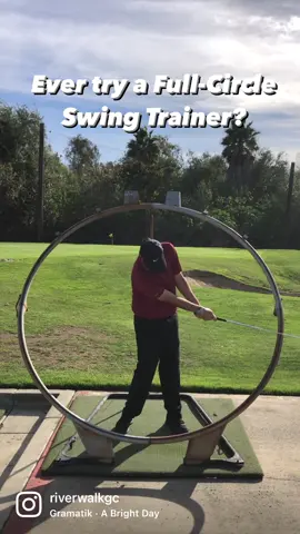 The golf swing is an arc around your body. The angle of the golf club sitting on the ground is the plane that this arc wants to travel on. Learning Center golf professional, Armondo Luna demonstrates how to use this Full-Circle Swing Plane training aid to feel the correct swing plane as he delivers the golf club through the golf ball. The closer your swing is to being on this “plane”, the straighter the ball will travel in the air! #welcome2golf #w2g #golfbecause #golf #golfswing #swing #swingplane #singleplane #feelvsreal #golftrainingaid #fullcircle #swingarc #hititstraight #grouplessons #groupinstruction #golfisfun #ilovegolf #Flexprogram #jrgolf #jrmedalistprogram #Flex #golfprofessional #swingtips #improve #progress #learn #learningcenter #riverwalkgc #riverwalkgolfclub 