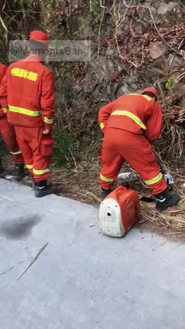 Fire fighters charging their phones