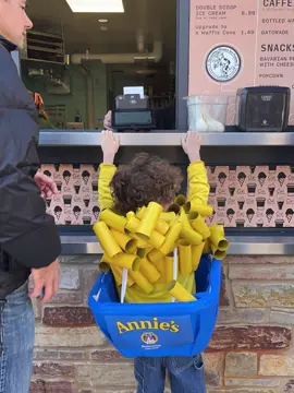 His lifelong dream of being Macaroni and Cheese finally came true this year! #anniesmacandcheese #halloweencostumeideas #bodhisun 