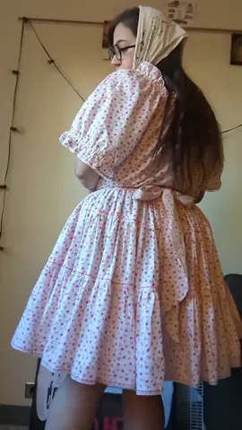 New acquisition: probably 1970s handmade square dance dress, bought for a dance at my school later this month. The print has Valentine hearts, bows, and flowers. *A note on the audio: the artist is Japanese and it was recorded around the late 40s I think? During that time, Japan was being heavily Americanized, much more than the previous century after opening borders, and I have a lot to say about it. I might make a little video about it since it's really interesting. #outfit #70s #1970s #60s #1960s #prairie #cute #dress #cottagecore #cottagecoreaesthetic #squaredancing #folk #vintage #vintagevibes #vintageclothes #oldfashioned #ruffles #noveltyprint #country #bluegrass #americana 