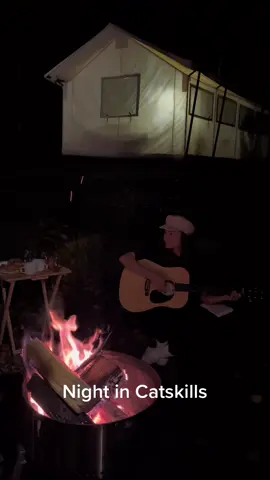 Night in Catskills #catskills #autocamp #guitar #firecamp #newyorkupstate #travel @autocamp1 