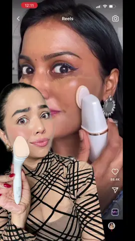 Electric foundation blender 🥰  I like makeup sponges better as I am used to it.  in frame: Brown girl susmitha 