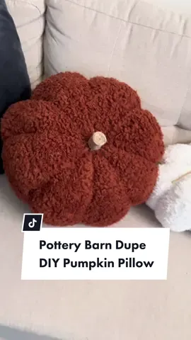 Easy Eco-Friendly DIY Pumpkin Pillows using items from Goodwill. #diyproject #diydupe #DIY #dupe #pumpkinpillow #happyfall #homedecor #EcoFriendly #sustainable #decor 