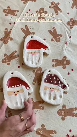 These salt dough ornaments were super easy to make and turned out so cute!!! We are in the Christmas spirit over here🎅 #MomsofTikTok #momtok #kidschristmasornaments #diychristmasornaments #handprintornament #babiesfirstchristmas #saltdoughornaments #babyornaments