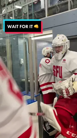 Steiner sneak attack 👊  Come cheer us on for our final home game of the semester this Saturday at the Bill Copeland Sports Centre! Puck drops at 3:45pm 🥅  #RiseInRed #BCIHL #Hockeytok #SimonFraserUniversity #vancouver #SFU #Hockeyguys #FYP #Hockeyguysinsuits #suitedup #sneakattack #waitforit #watchtillend #fistbump 