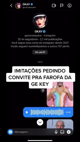 @GKAY será que você me convida agora?? Imitações pedindo o convite pra farofa 😍 curte e marca a Gkay pra ela ver ❤️ #guiamparo #imitacoes #farofadagkay #farofa 