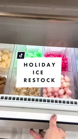 HOLIDAY ICE🎄🧊 #ice #icedrawer #fyp #asmr #asmrsounds #restock #Home #drinks #coffeeice #foryou #holiday #organizedhome #shapedice #christmas 