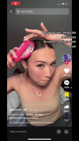 Pega de pestañas para pegar cristales en el cabello #hairstyleideas #hairstyleinspo #holidayhair 