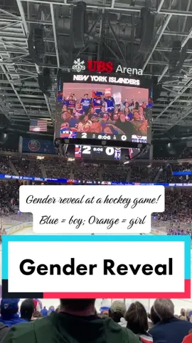 Such a unique #genderreveal at tonight’s #isles game at #ubsarena - congrats to the family! 🧡 